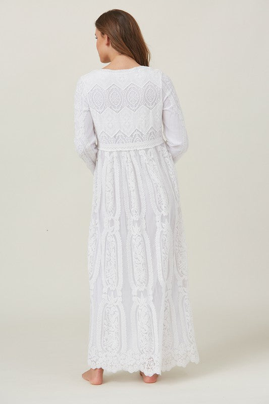 Embroidered Lace Maxi Dress White Dress