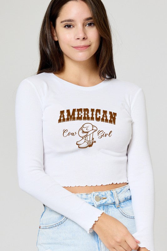 American Cowgirl Long Sleeve White Top
