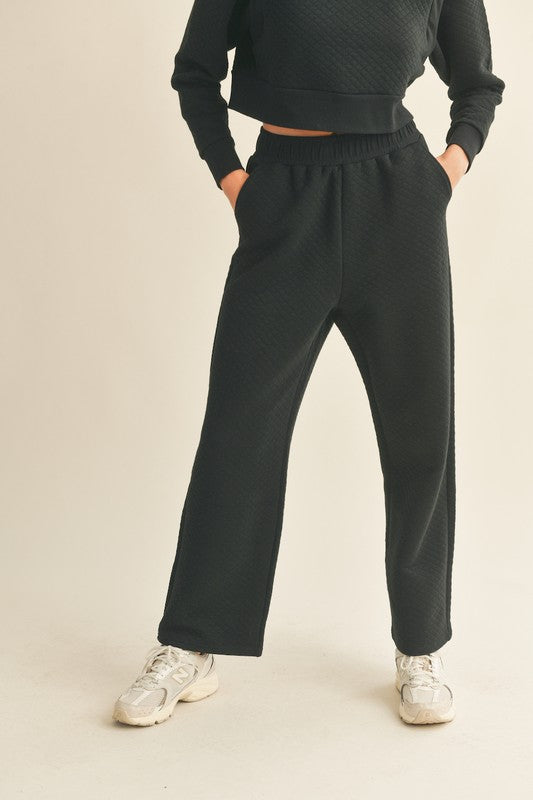Quilted Wide Leg Pant Black Bottom