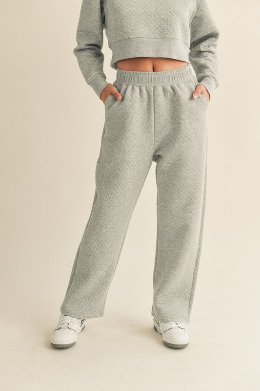 Quilted Wide Leg Pant Grey Bottom
