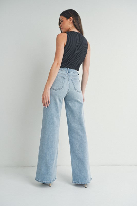 Palazzo Wide Leg Pants Light Denim Bottom