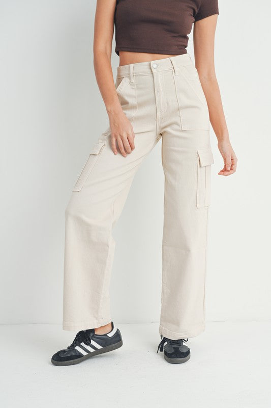 Lightweight Stretch Cargo Pants Oat Bottom