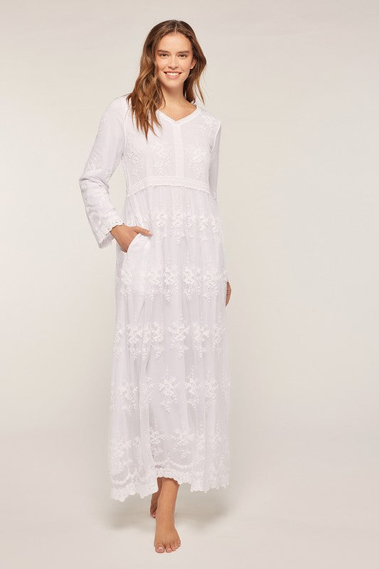 Embroidered Mesh Dress White Dress