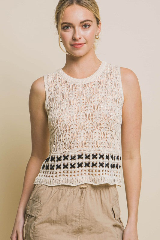 Knitted Tank Top Natural Top