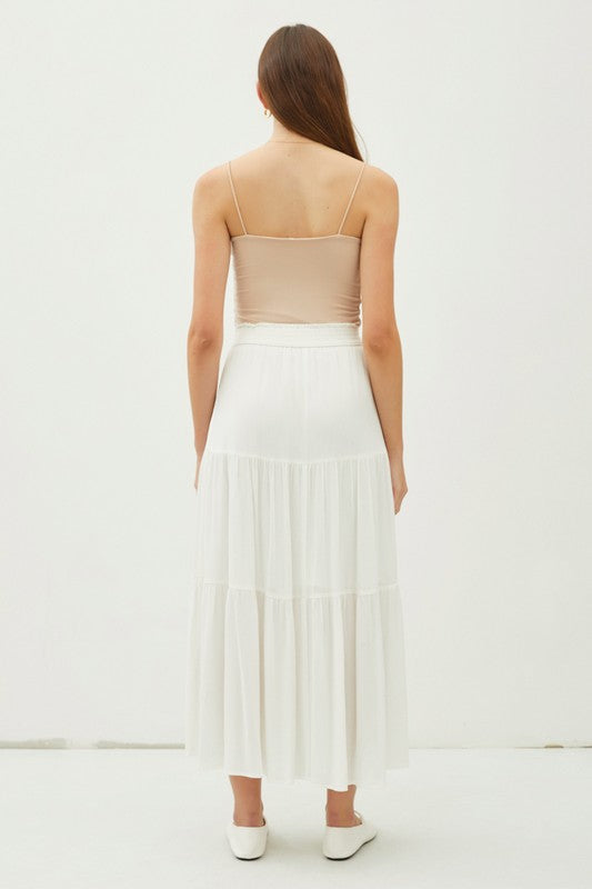 Tiered Maxi Skirt Off White Bottom