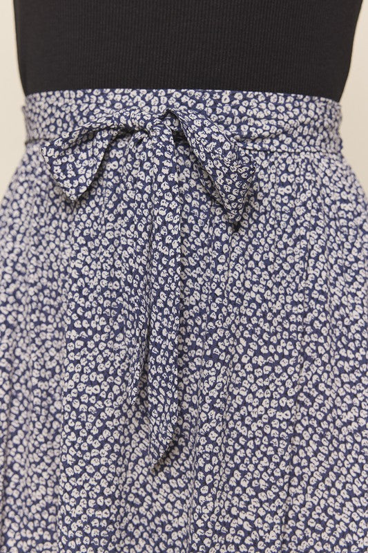 Self Tie Midi Skirt Navy Bottom