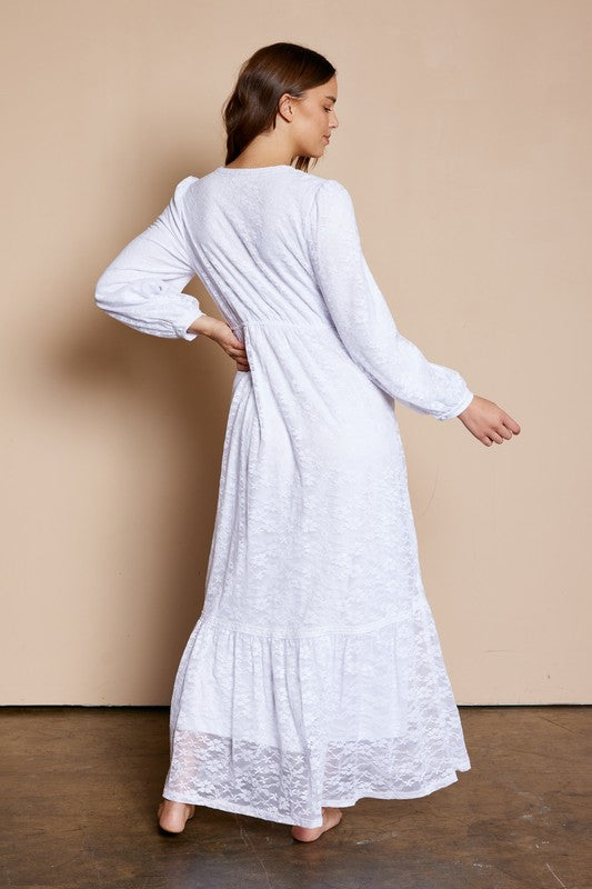 zip front lace dress Rogue Romance Lace Detail Front Zip Dress S / Cream