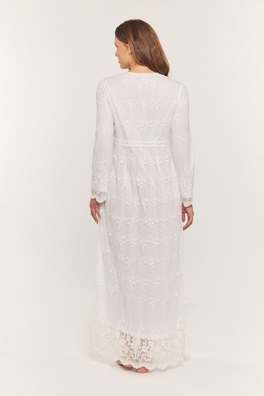 Mesh Embroidered Dress White Dress