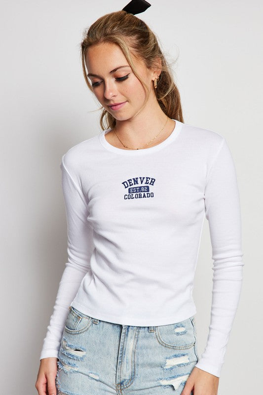 Denver Long Sleeve White Top