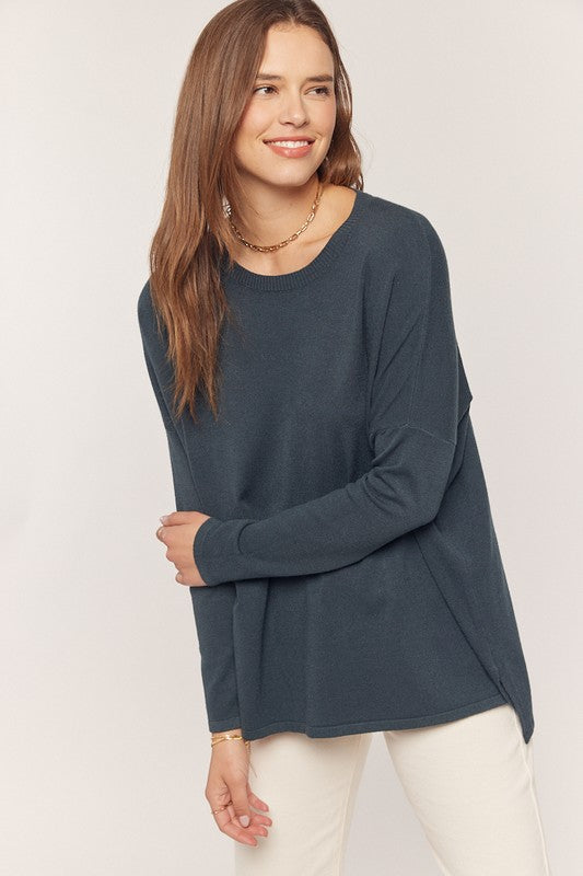 Soft Drop Shoulder Sweater Ink Navy Top