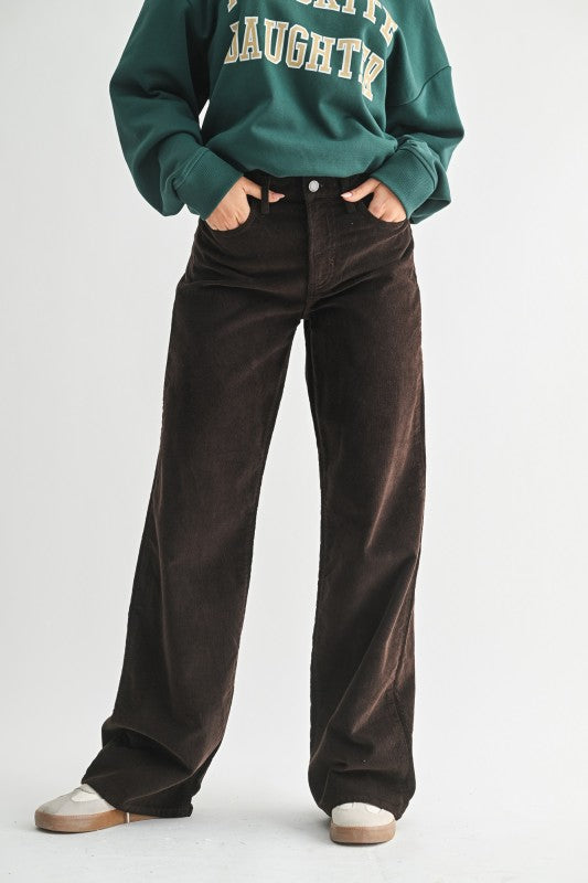 Wide Leg Corduroy Pants Chocolate Bottom
