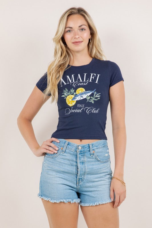 Amalfi Baby Tee Navy Top
