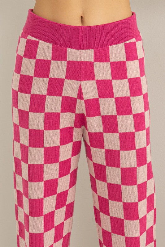 Strike Checkered Pants Fuchsia Pink Bottom