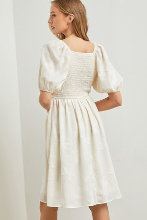 Texture Woven Mini Dress Cream Dress