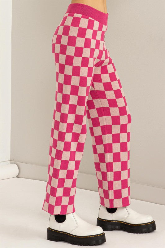 Strike Checkered Pants Fuchsia Pink Bottom