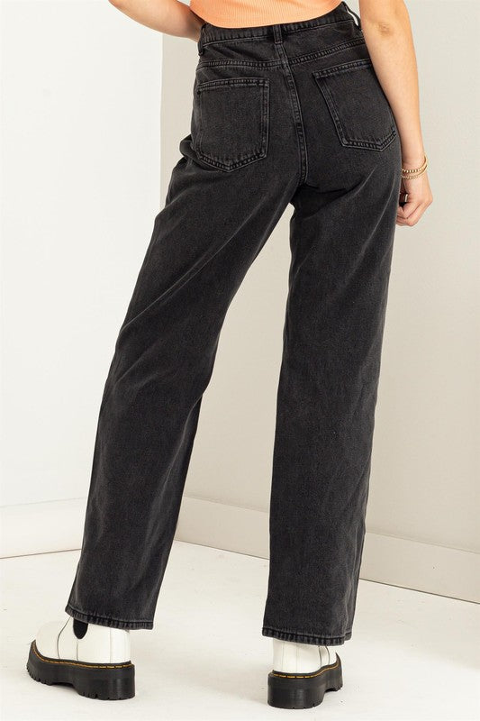 Wide-Cut Jeans Charcoal Bottom